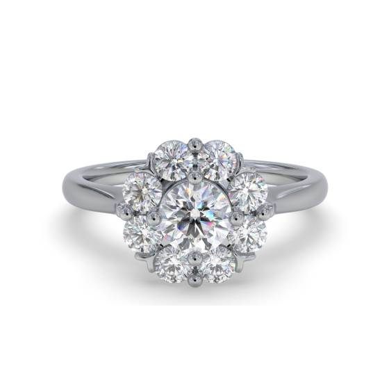 0.90ct Elegant Round Diamond Cluster Ring