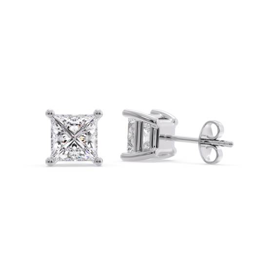 Classic Princess Diamond Stud Earrings