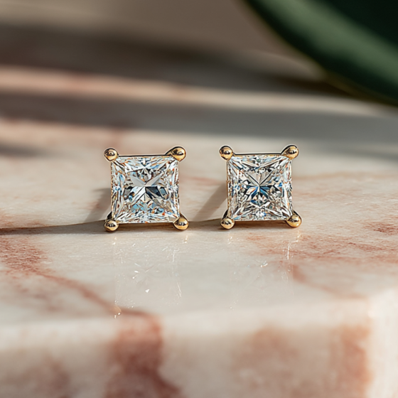 Classic Princess Diamond Stud Earrings