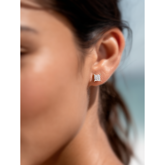 Classic Princess Diamond Stud Earrings