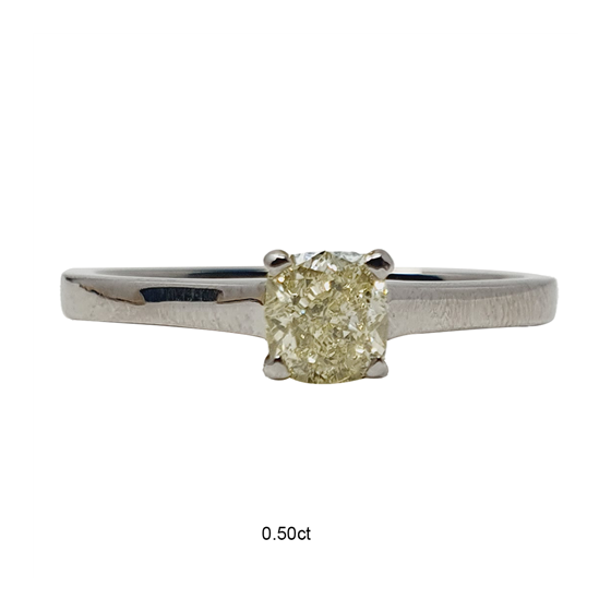 Elegant Fancy Yellow Cushion Diamond Engagement Ring