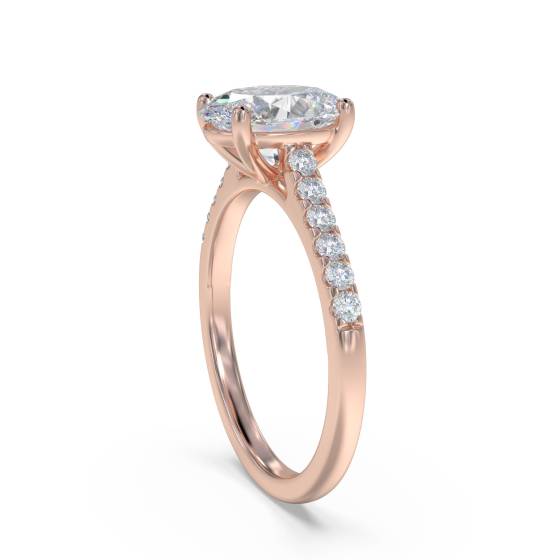 Oval Diamond Shoulder Set Ring