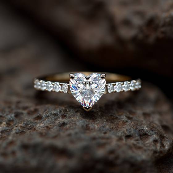 Traditional Heart Diamond Shoulder Set Ring