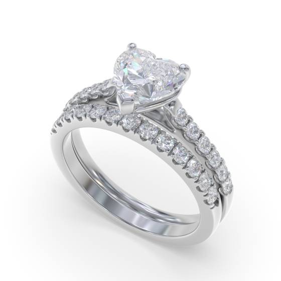 Traditional Heart Diamond Shoulder Set Ring