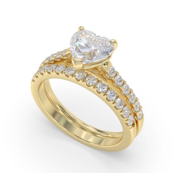 Traditional Heart Diamond Shoulder Set Ring