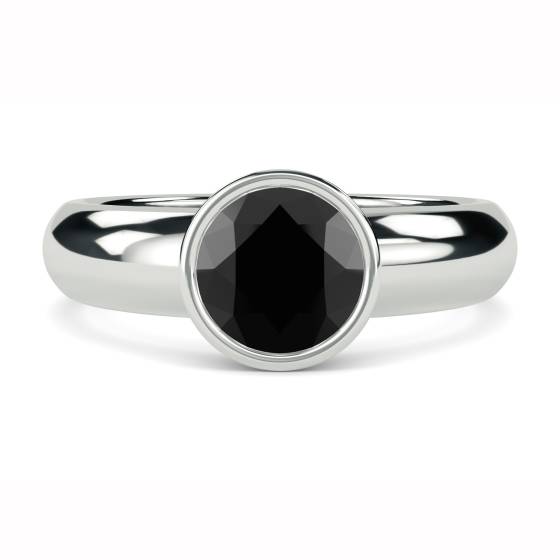 Black Diamond Bezel Set Solitaire Ring