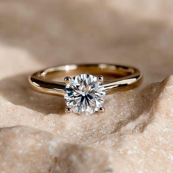Unique Crossover Round Diamond Engagement Ring