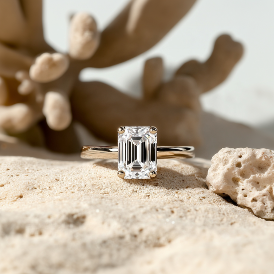 Unique Crossover Emerald Diamond Engagement Ring