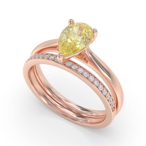 Fancy Yellow Pear Diamond Solitaire Ring