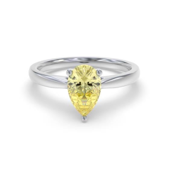 Fancy Yellow Pear Diamond Solitaire Ring