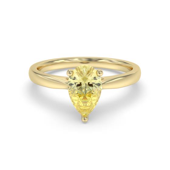 Fancy Yellow Pear Diamond Solitaire Ring