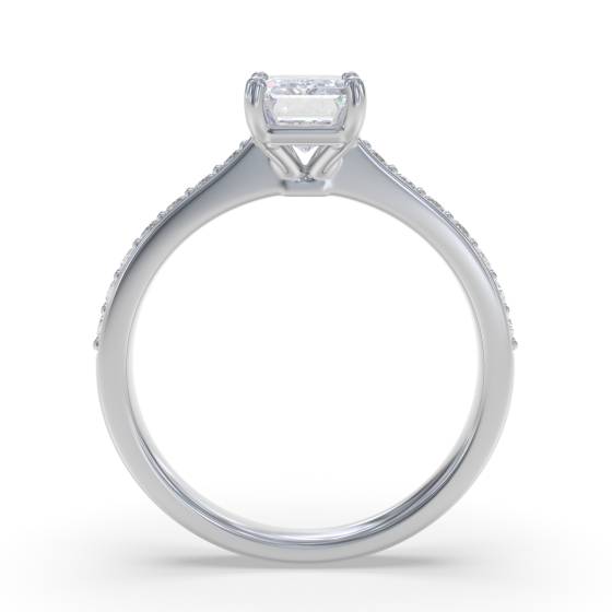 Emerald Diamond Shoulder Set Ring