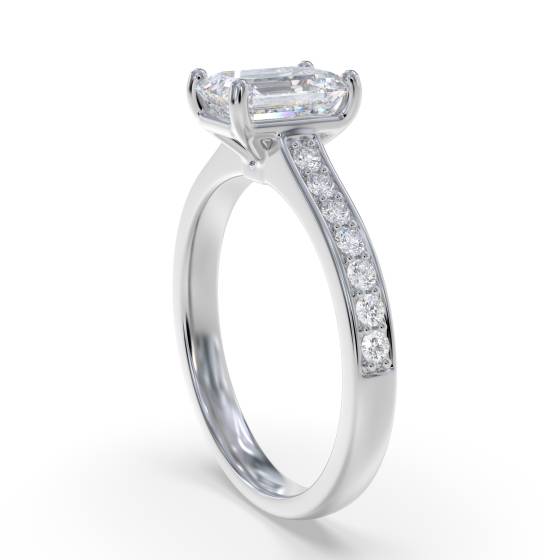 Emerald Diamond Shoulder Set Ring