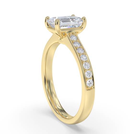 Emerald Diamond Shoulder Set Ring