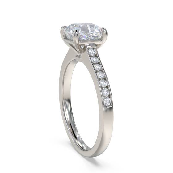Asccher Diamond Shoulder Set Ring