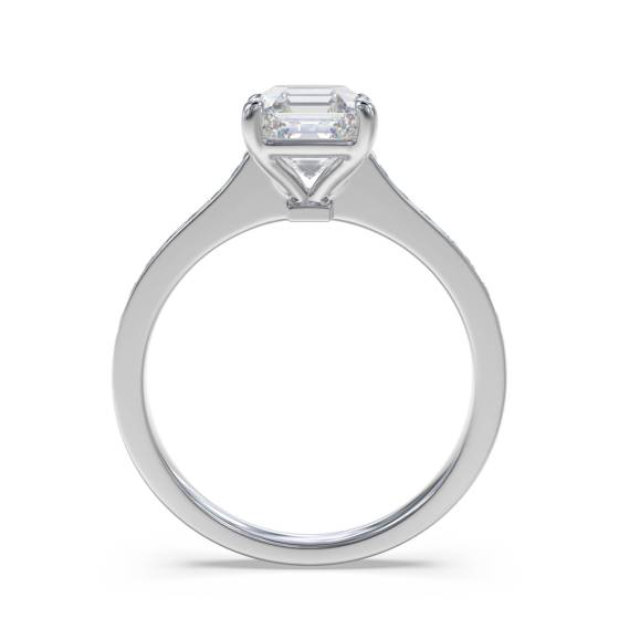Asccher Diamond Shoulder Set Ring