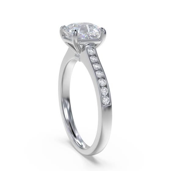 Asccher Diamond Shoulder Set Ring