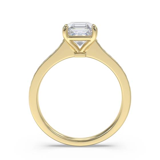 Asccher Diamond Shoulder Set Ring