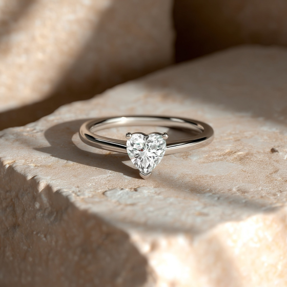 Modern Heart Diamond Engagement Ring