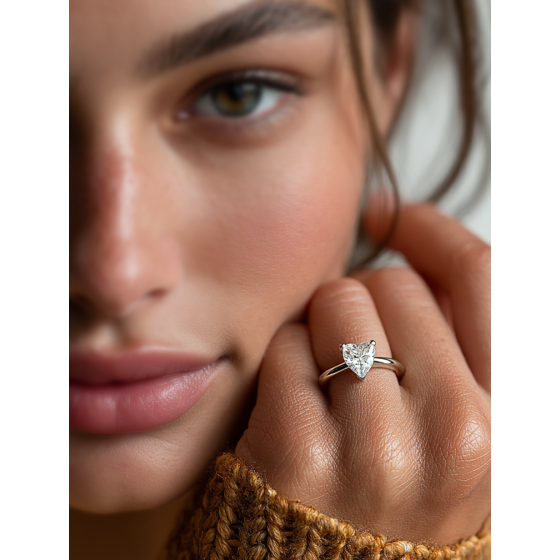 Modern Heart Diamond Engagement Ring