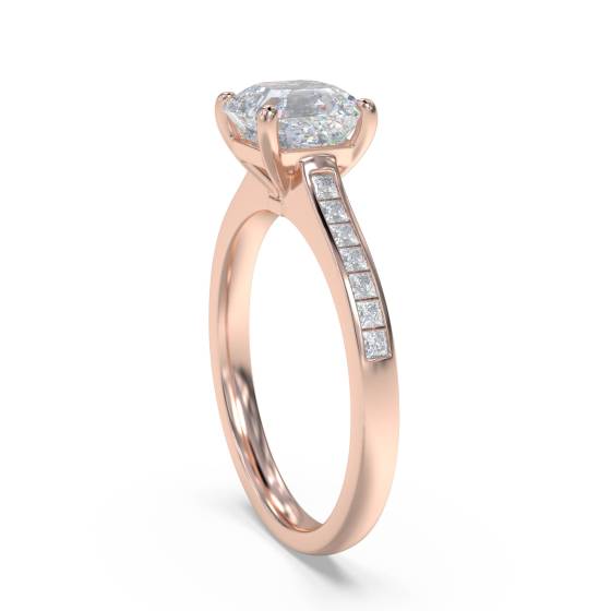 Asscher Diamond Shoulder Set Ring