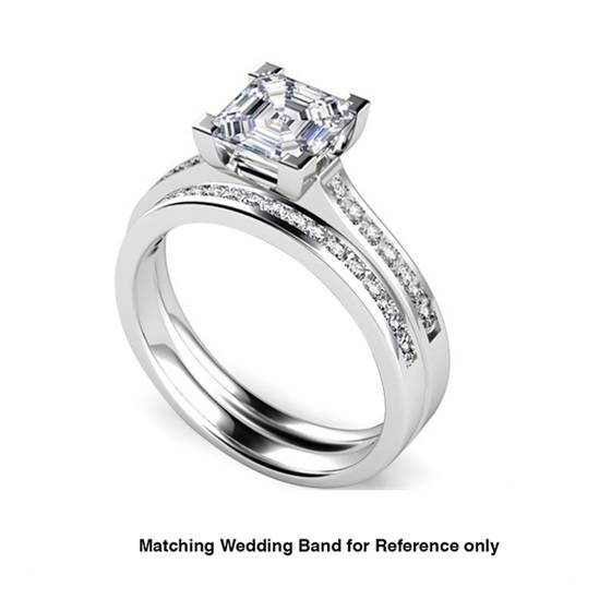 Asscher Diamond Shoulder Set Ring