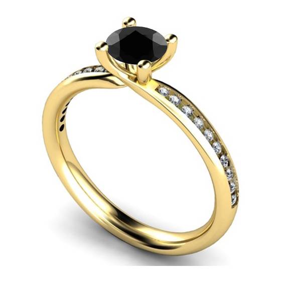 Black Diamond Shoulder Set Ring