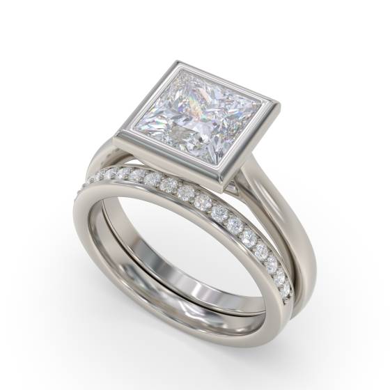 Princess Diamond Bezel Set Engagement Ring