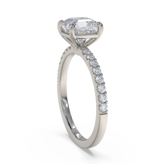 Asscher Diamond Shoulder Set Ring
