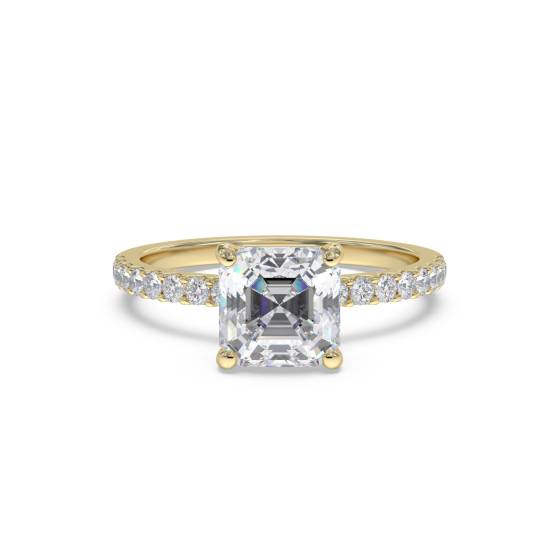 Asscher Diamond Shoulder Set Ring