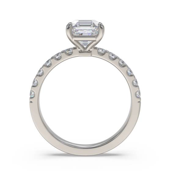 Asscher Diamond Shoulder Set Ring
