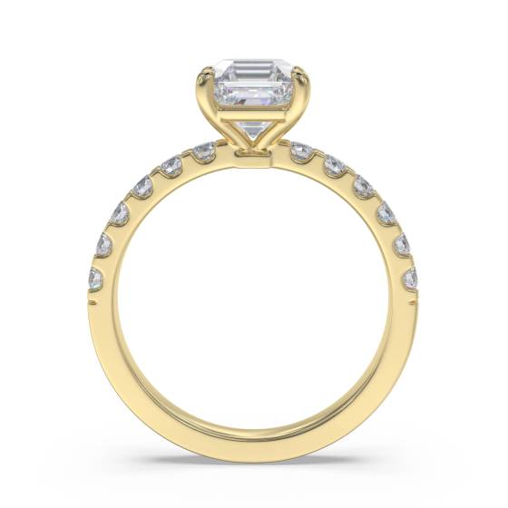 Asscher Diamond Shoulder Set Ring
