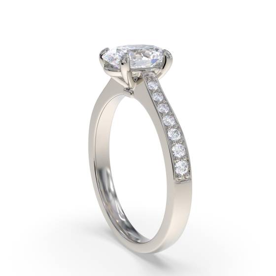 Oval Diamond Shoulder Set Ring