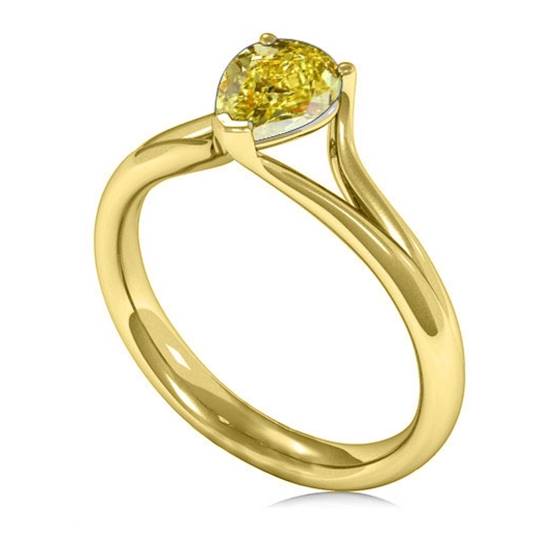 Fancy Yellow Pear Diamond Solitaire Ring