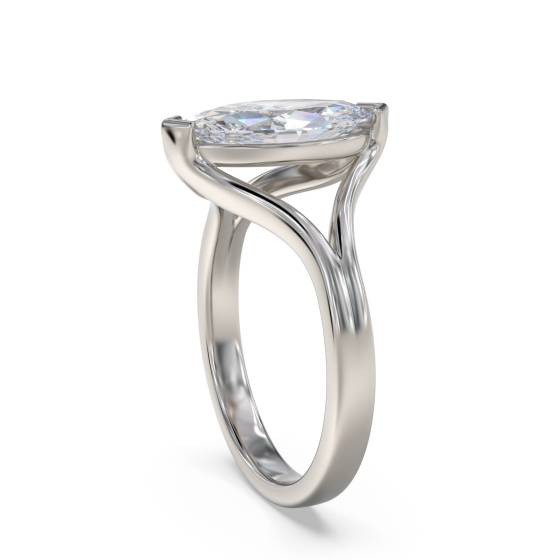 0.53ct SI2/F Marquise cut Natural Diamond Solitaire Ring