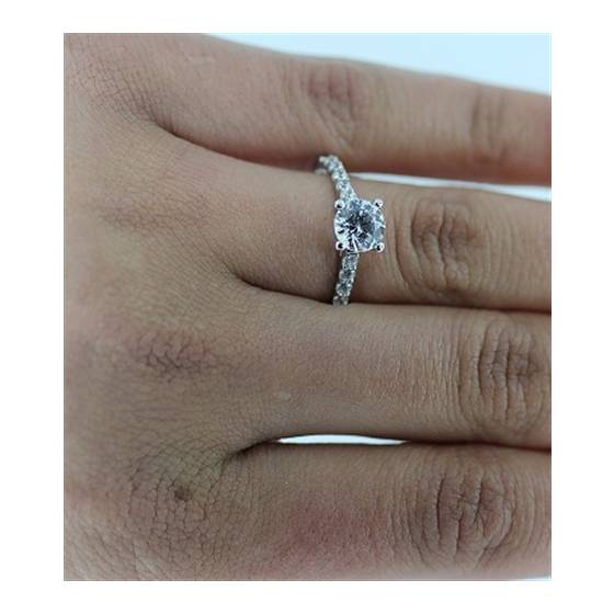 Round Shoulder Set Diamond Engagement Ring