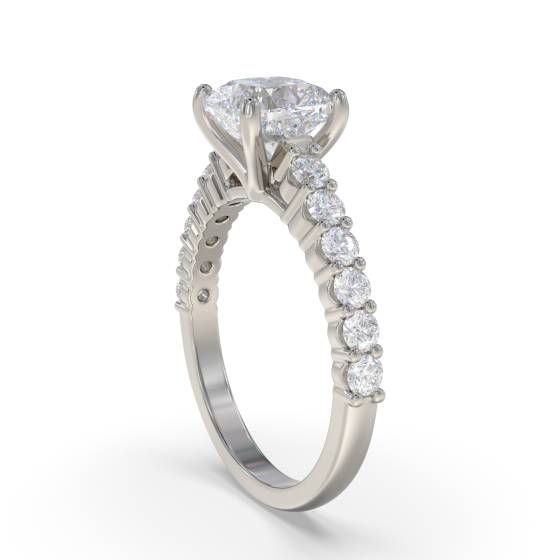 Cushion Diamond Shoulder Set Ring