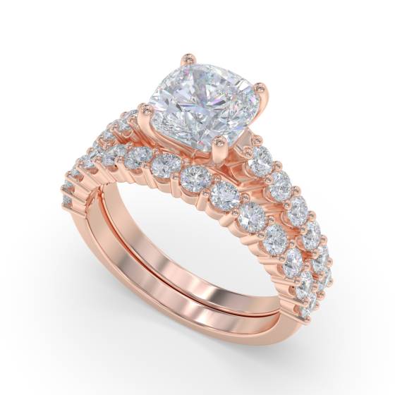 Cushion Diamond Shoulder Set Ring