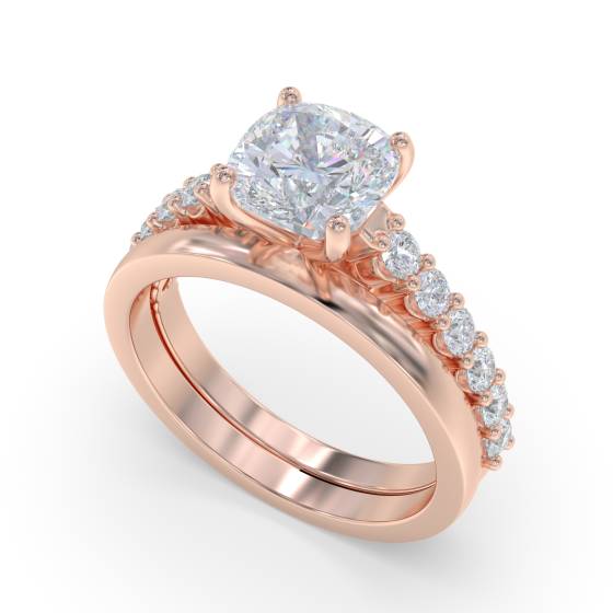 Cushion Diamond Shoulder Set Ring