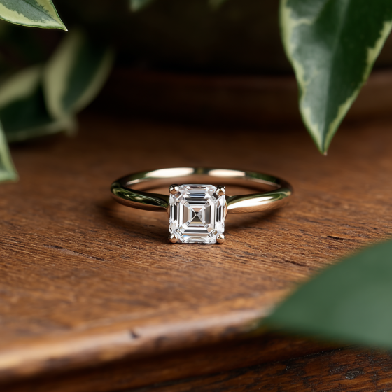 Heart Crossover Asscher Diamond Engagement Ring