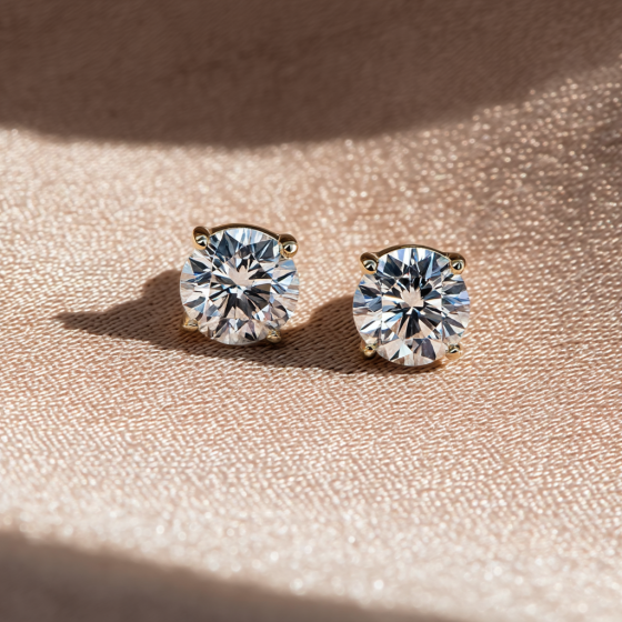 Round Diamond Halo Earrings