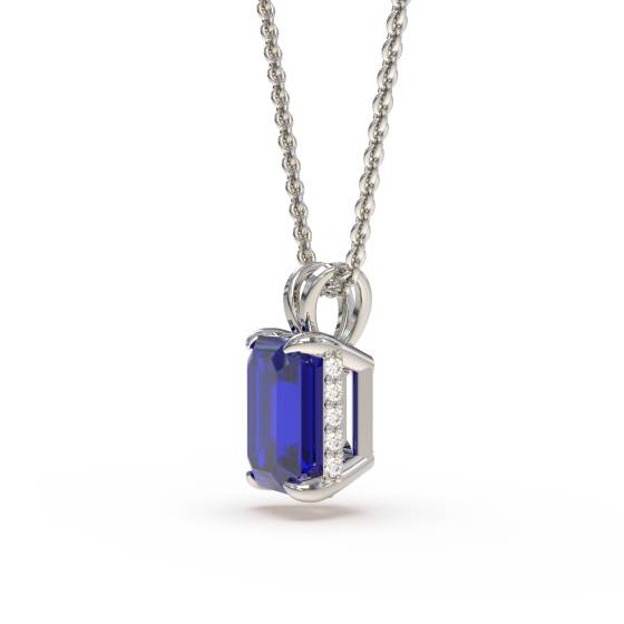 Emerald Blue Sapphire Diamond Pendant