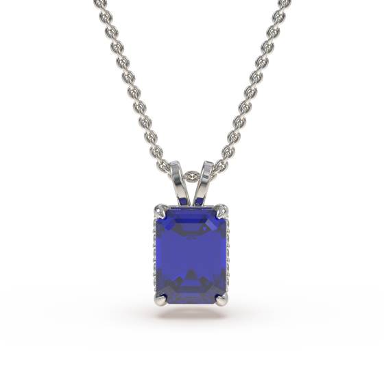 Emerald Blue Sapphire Diamond Pendant