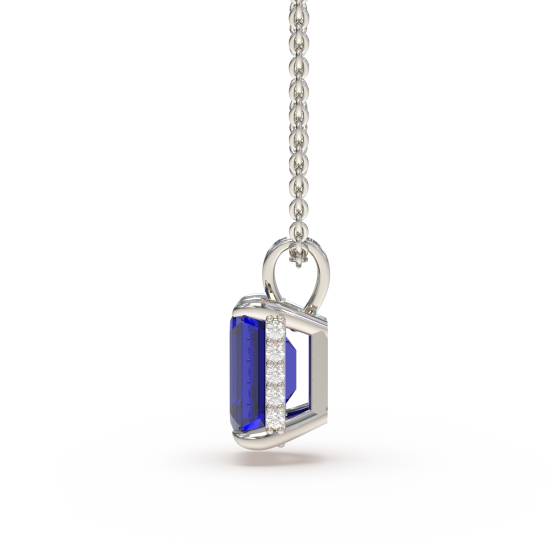 Emerald Blue Sapphire Diamond Pendant