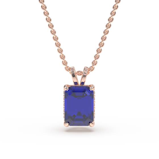 Emerald Blue Sapphire Diamond Pendant