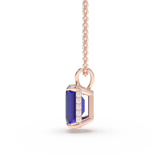 Emerald Blue Sapphire Diamond Pendant