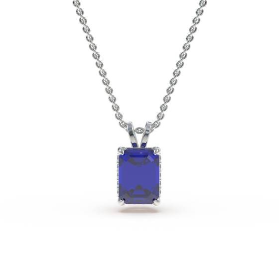 Emerald Blue Sapphire Diamond Pendant