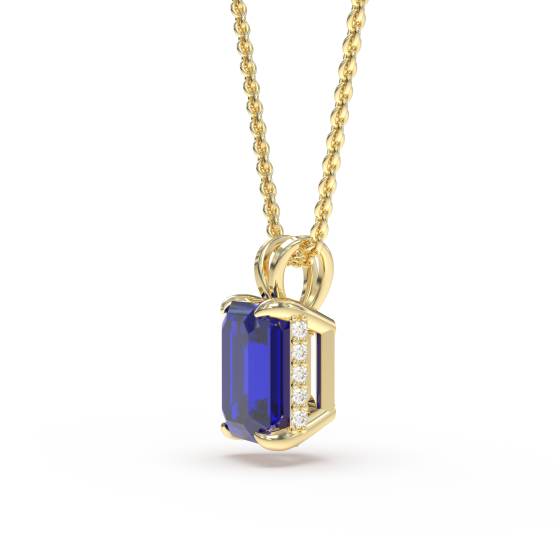 Emerald Blue Sapphire Diamond Pendant