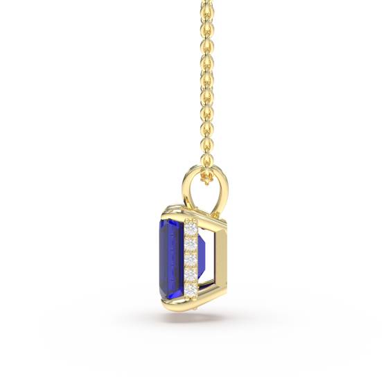 Emerald Blue Sapphire Diamond Pendant