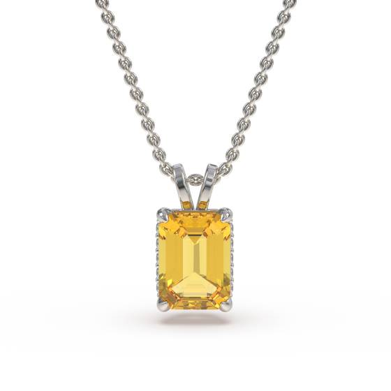 Emerald Yellow Diamond Solitaire Pendant